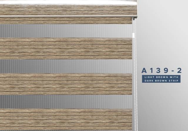 zebra blinds factory A139-2 light brown with dark brown strip