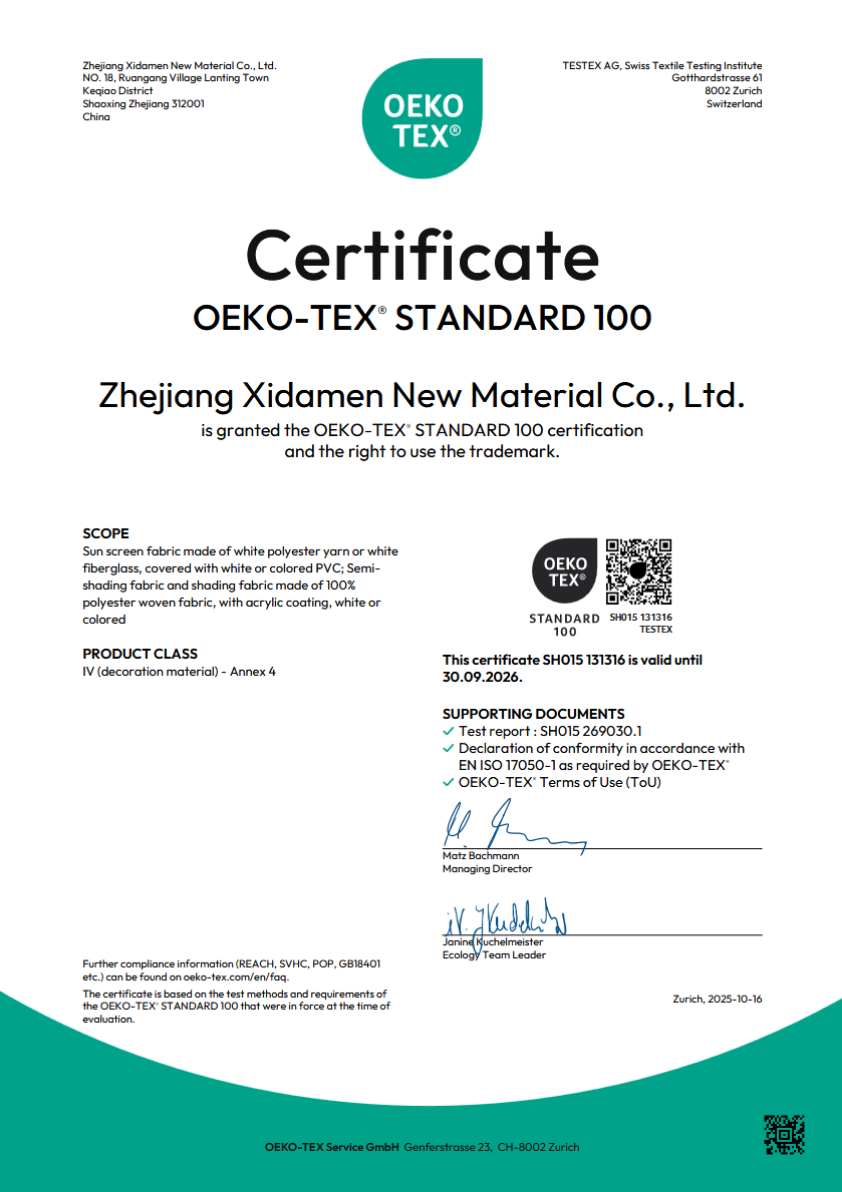Certificate - OEKO TEX